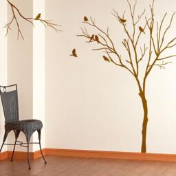 Realistic Winter Tree Wall Decals For Nursery With Birds Stick On Art Sticker By Decalisland -Winter Decal Sd 054 - thumbnail 2