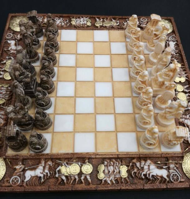 Chess Board Alabaster Set Ancient Greece Themed Chessboard 25 - image 1