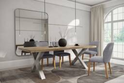 Solid Oak Dining Table With X Frame Legs 100X100 - Durable Hardwood 017