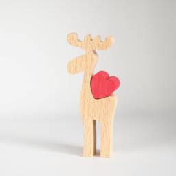Personalised Moose With Love Heart Figurine, Engraved Mother's Day Gift For Her, Wooden 5Th Wedding Anniversary Him - thumbnail 3