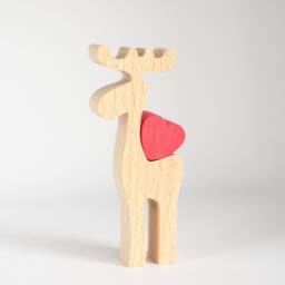 Personalised Moose With Love Heart Figurine, Engraved Mother's Day Gift For Her, Wooden 5Th Wedding Anniversary Him - thumbnail 2