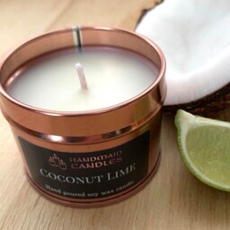 Coconut Lime Scented Candle, Handmade Soy Wax Tin Container, Mother's Day Gift, Lockdown Birthday Gift For Him Or Her - thumbnail 2