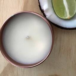 Coconut Lime Scented Candle, Handmade Soy Wax Tin Container, Mother's Day Gift, Lockdown Birthday Gift For Him Or Her - thumbnail 3