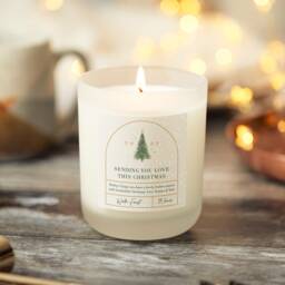 Sending Love Personalised Christmas Gift Frosted Glass Soy Wax Candle