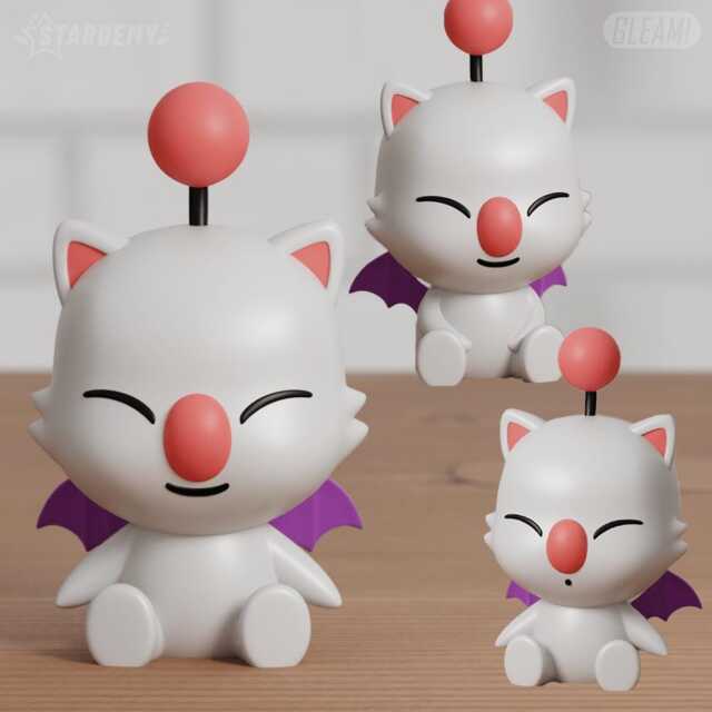 Moogle Inspired Chibi Figure - Final Fantasy Fanart Collectible, Cute 3D Printed Desk Decor - 7cm, 10cm, 14cm - image 1