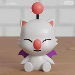 Moogle Inspired Chibi Figure - Final Fantasy Fanart Collectible, Cute 3D Printed Desk Decor - 7cm, 10cm, 14cm - thumbnail 2