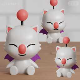 Moogle Inspired Chibi Figure - Final Fantasy Fanart Collectible, Cute 3D Printed Desk Decor - 7cm, 10cm, 14cm - thumbnail 1