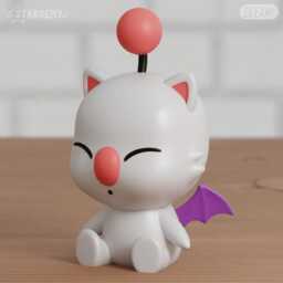 Moogle Inspired Chibi Figure - Final Fantasy Fanart Collectible, Cute 3D Printed Desk Decor - 7cm, 10cm, 14cm - thumbnail 3