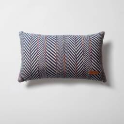 Burgundy Linen Lumbar Pillow Cover Herringbone Stripe Woven Accent - thumbnail 3