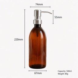 Refillable Brown Plastic Bottles Soap Dispenser - Lightweight Silver Brushed Steel Pump On Trend Bathroom Accessory Sold Empty - thumbnail 3