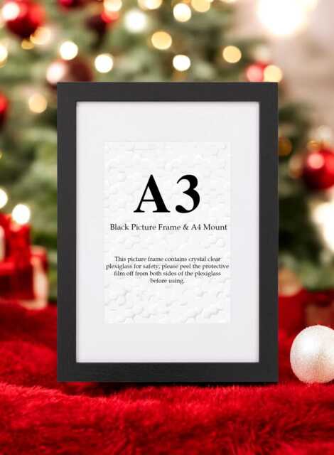 A3 Black Picture Frame With A4 Mount, Handmade Art Decor - image 1