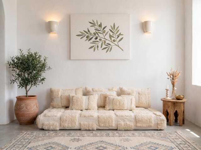 Moroccan Wool Floor Couch Cover Set Unstuffed Cushion & Pillow Cases - image 1