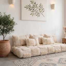 Moroccan Wool Floor Couch Cover Set Unstuffed Cushion & Pillow Cases - thumbnail 2
