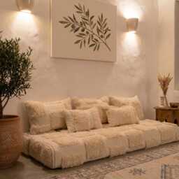 Moroccan Wool Floor Couch Cover Set Unstuffed Cushion & Pillow Cases - thumbnail 3