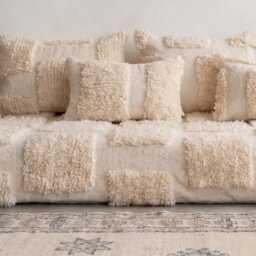Moroccan Wool Floor Couch Cover Set Unstuffed Cushion & Pillow Cases - thumbnail 4