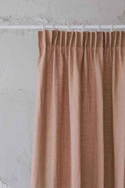 Pencil Pleat Linen Curtain, Misty Rose, Soft Pink Natural Drapes, Custom Farmhouse Curtain Panel, Light Filtering Window Treatment - image 1