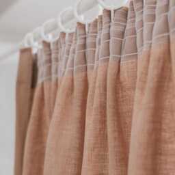 Pencil Pleat Linen Curtain, Misty Rose, Soft Pink Natural Drapes, Custom Farmhouse Curtain Panel, Light Filtering Window Treatment - thumbnail 2
