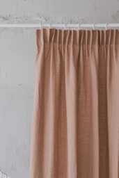 Pencil Pleat Linen Curtain, Misty Rose, Soft Pink Natural Drapes, Custom Farmhouse Curtain Panel, Light Filtering Window Treatment