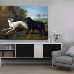 Misse & Luttine Jean-Baptiste Oudry, Framed On Bars Wall Art, Hangins , Home Decor, Canvas Print Art - thumbnail 2