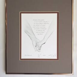 The Promise Quill Pen Dot Drawing Art Print Holding Hands, Framed, Signed & Numbered - thumbnail 3