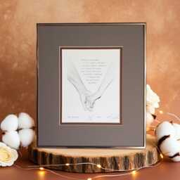 The Promise Quill Pen Dot Drawing Art Print Holding Hands, Framed, Signed & Numbered - thumbnail 1