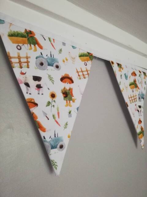 Gardening Fox Fabric Bunting, 10 Flags, Approx 2.5 Metres - Nursery Decor New Baby Gift Playroom Accessories Children's Wall Hanging - image 1