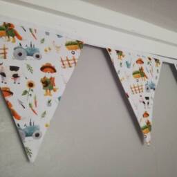 Gardening Fox Fabric Bunting, 10 Flags, Approx 2.5 Metres - Nursery Decor New Baby Gift Playroom Accessories Children's Wall Hanging - thumbnail 2