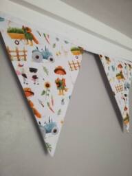 Gardening Fox Fabric Bunting, 10 Flags, Approx 2.5 Metres - Nursery Decor New Baby Gift Playroom Accessories Children's Wall Hanging - thumbnail 1