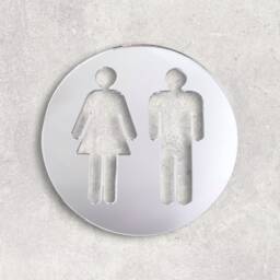Round Acrylic Restroom Sign Male & Female Symbol Wall Art - thumbnail 2