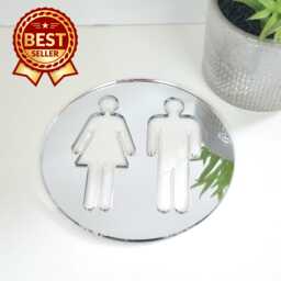 Round Acrylic Restroom Sign Male & Female Symbol Wall Art