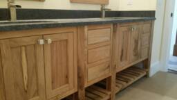 Large White Walnut Double Vanity, Custom Bathroom Cabinet