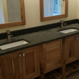 Large White Walnut Double Vanity, Custom Bathroom Cabinet - thumbnail 4