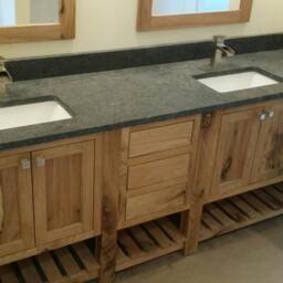 Large White Walnut Double Vanity, Custom Bathroom Cabinet - thumbnail 2