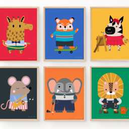 Animals Having Fun Party Panda Nursery Print - Colourful Wall Art - Digital Download - thumbnail 4