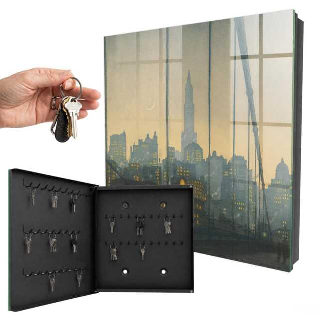 West Of The City Key Cabinet For Home, Yellow Box Vintage Cities, Lovers Urban Landscapes - image 1