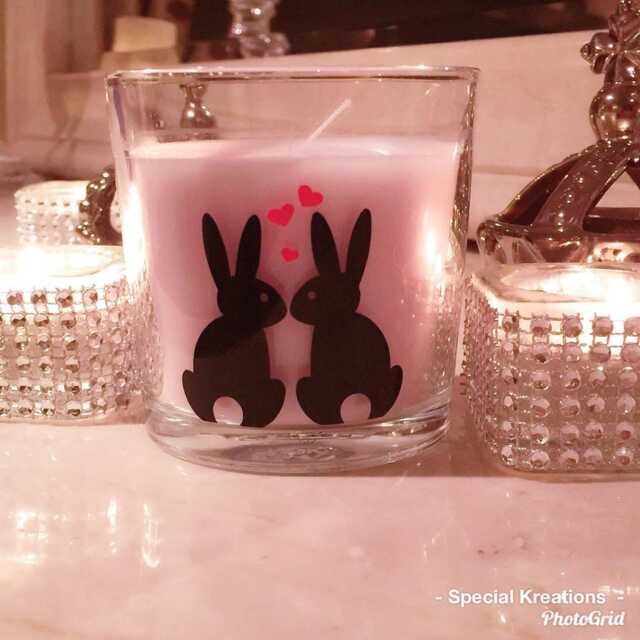 Bunny Scented Candle & Re-Usable Glass Holder. Valentines Day. Birthday. Anniversary. Mothers - image 1