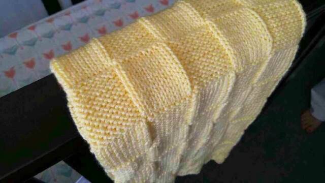 Yellow, Hand Knitted Baby Blanket, Also in A Variety Of Colors. Made To Order - image 1
