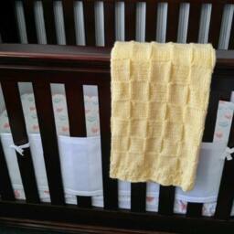 Yellow, Hand Knitted Baby Blanket, Also in A Variety Of Colors. Made To Order - thumbnail 2