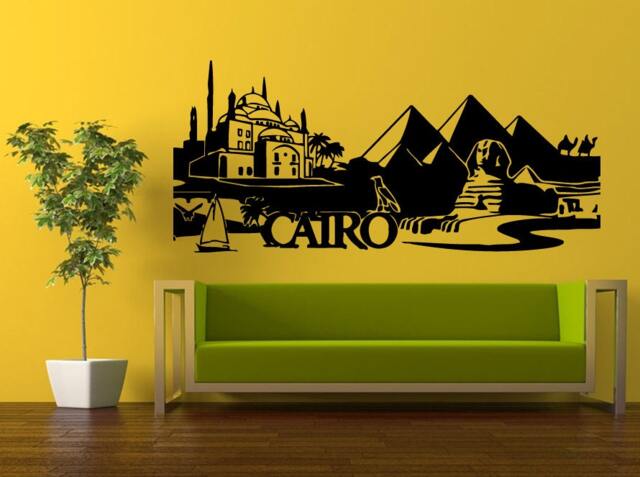 Wall Decal Vinyl Sticker Decals Interior Decor Diy Free Shipping Art Egypt Cairo City Three Pyramids Desert Landmark Skyline View L508 - image 1