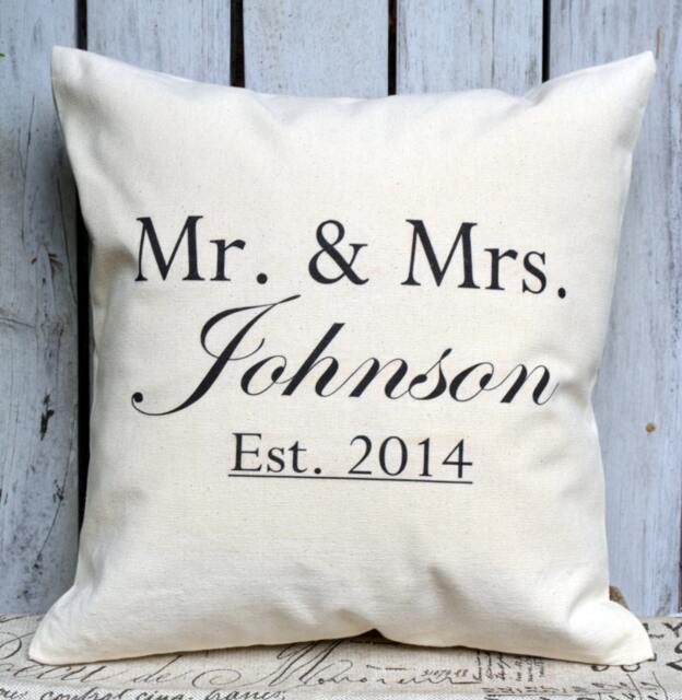 Cotton Anniversary, Mother's Day Gift, Personalized Mr. & Mrs. Pillow, Last Name Newlywed 2nd Anniversary, -Johnson - image 1