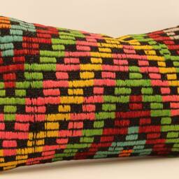 Vintage Kilim Lumbar Pillow Cover 12x20, Boho Cushion - thumbnail 2