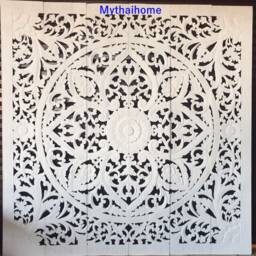 Hand Carved Moroccan Floral Wall Hanging Panel Statement Boho King Headboard D??cor Large Wood Art Decorative Panels - thumbnail 3