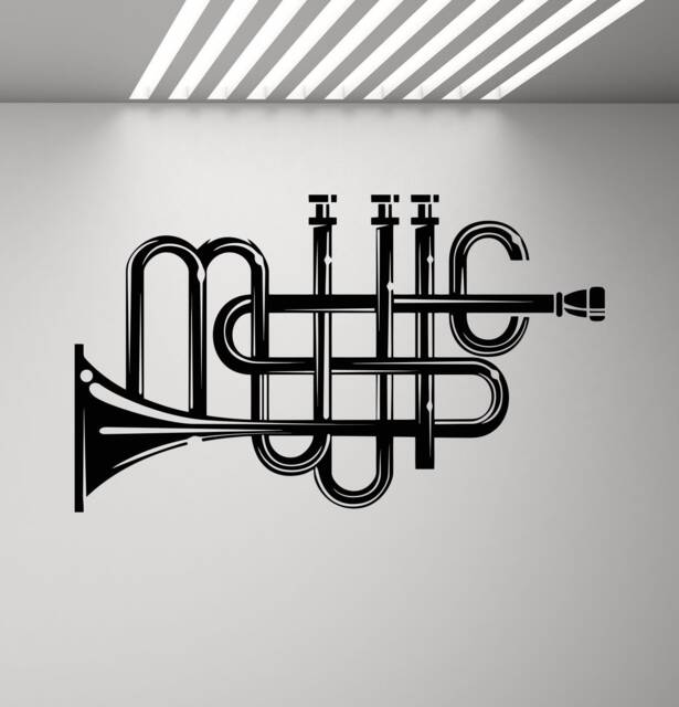 Music Wall Decal Trumpet Decor Sign Lover Gift Poster Mural Vinyl Sticker Inspirational Home Office Art Retro Print S868 - image 1