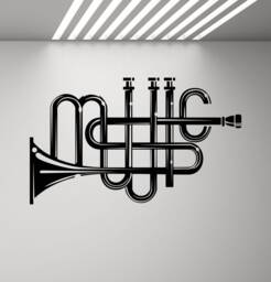 Music Wall Decal Trumpet Decor Sign Lover Gift Poster Mural Vinyl Sticker Inspirational Home Office Art Retro Print S868 - thumbnail 1