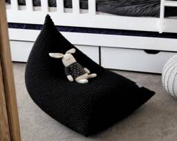 Knitted Black Bean Bag Chair Cover Scandinavian Kids Lounger