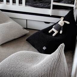 Knitted Black Bean Bag Chair Cover Scandinavian Kids Lounger - thumbnail 3
