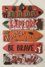 Woodland Plaques For Wall, Woodland Wooden Wall Hanging, Direction Sign, Plaque, New Baby Gift - thumbnail 1