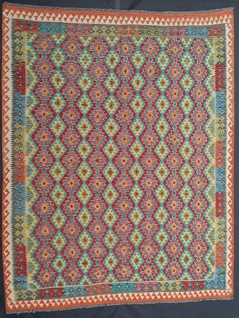 Classic Kilim Rug, Handmade Artisan Afghan Turkish Aztec Natural Wool Rug 287x224 cm - image 1