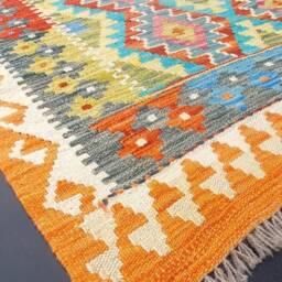 Classic Kilim Rug, Handmade Artisan Afghan Turkish Aztec Natural Wool Rug 287x224 cm - thumbnail 3