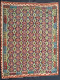 Classic Kilim Rug, Handmade Artisan Afghan Turkish Aztec Natural Wool Rug 287x224 cm - thumbnail 1